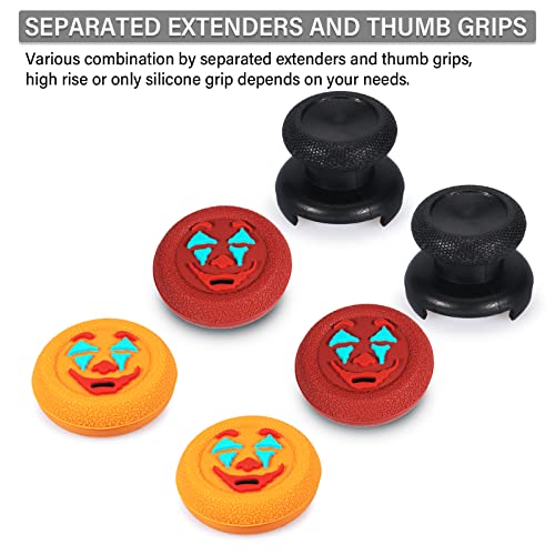 Image of FPS Thumbstick Extender &Texture Rubber Silicone Grip Cover 4 Sets for Xbox Series X /S & Xbox One Controller(Joker Red+Orange)