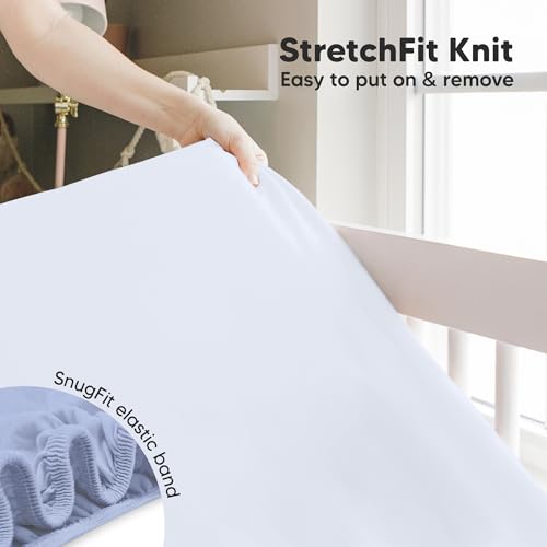 Image of KeaBabies 2-Pack Baby Crib Sheets for Boys, Girls, 52x28 Fitted (Blue Flax) | Viscose Derived from Bamboo, Toddler Bed Sheets Neutral, Fitted Crib Mattress Sheet for Standard Baby Bedding, Soft, Cozy