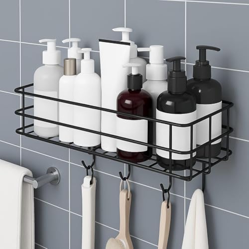 Image of KIMEE Bathroom Organiser Without Drill - Wall Mounted Shower Caddy, Shampoo Holder, Corner Shelf Rack, Washroom Storage Organiser, Kitchen Essentials & Bedroom Mounted Wall Suction Shelf (Pack of 1)