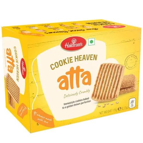Haldiram's Cookie Heaven Atta Cookies, 175g Pack (Pack of 2) | Irresistibly Healthy and Delicious | Suitable for Vegetarians Haldiram's Cookie Heaven Atta Cookies, 175g Pack (Pack of 2) | Irresistibly Healthy and Delicious | Suitable for Vegetarians
