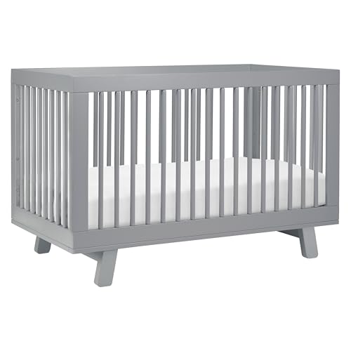 Babyletto Hudson 3-in-1 Convertible Baby Crib - GREENGUARD Gold Certified Convertible Crib to Toddler Bed & Daybed - Wooden Baby Bed with 4 Adjustable Mattress Heights - Strong & Easy Assembly - Grey