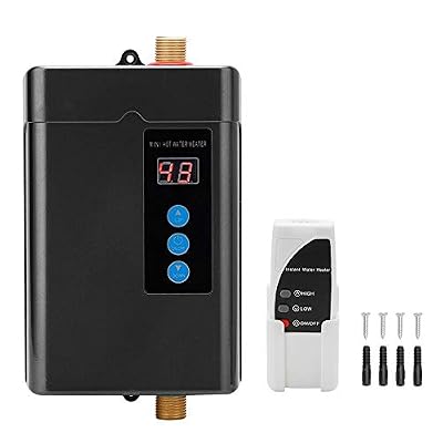110V 3KW Electric Instant Hot Water Heater, Tankless On-Demand Water Heater with Rem0te Contr0l, 82.4-131? Variable Frequency for Under Sink Kitchen Home Apartment Use (Black, 3000W)