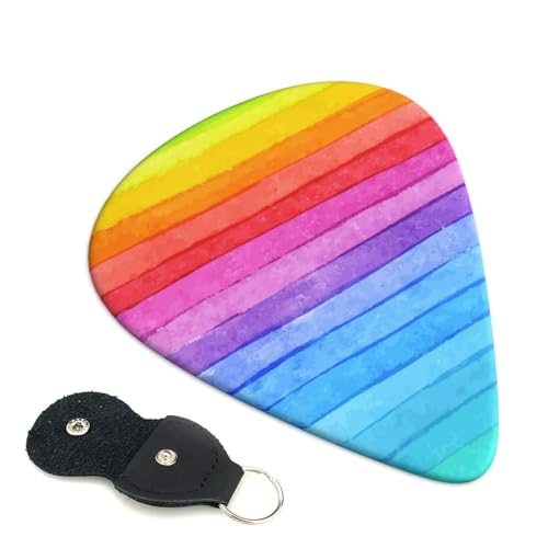 レインボー カラー ストライプ エレキベースウクレレピック Abs 素材エレアコ弦楽器 初心者トライアングルピック 6 枚セット 0.96mm