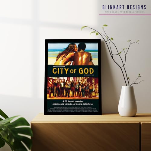 Image of BLINKART City Of God (2002) Movie Poster Frame 8x12 Inch | Premium 300 GSM Paper Wall Print | Vintage Film Artwork for Home, Bedroom, Living Room, Office | Framed Photo Decor
