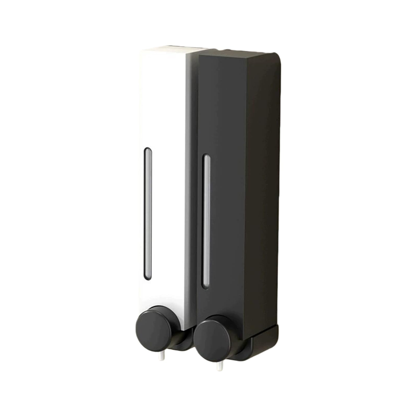 Dispenser for shampoo e balsamo - Dispenser for sapone da doccia a 2 scomparti a parete, senza fori, capacità 1140 ml, for bagno e hotel(Black white)