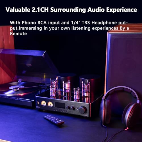 Image of Juson Audio JTA100 200W Vacuum Tube Amplifier Class AB HiFi Integrated Hybrid Home Audio Receiver with BT 5.0 Optical AUX RCA Phono Input and Headphone Output 2.1CH for Turntable (JTA100-2nd)
