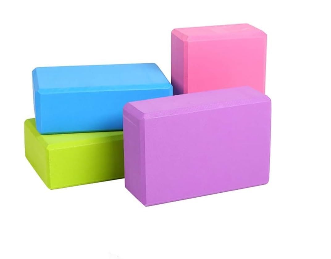 High Density Foam Yoga Block Brick Set of 2 for Improve Strength, Aid Balance, and Flexibility/Yoga Blocks Set Of 2, Yoga Brick, Gym Accessories (Muiti Colour)