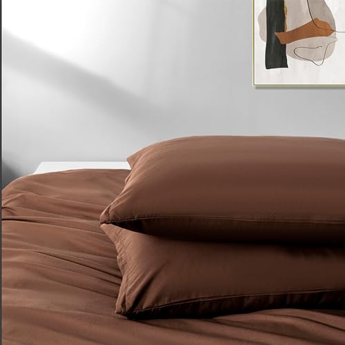 Image of 2 Pack Microfiber Queen Zipper Pillowcases, Soft Comfortable Not Shrink Coffee Pillow Case, Breathable Pillow Cases Set of 2 (20x30 Inches)