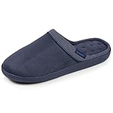 Isotoner Chaussons pantoufles Mules homme velours ultra doux, semelle ergonomique soutien plantaire, mousse à mémoire forme, 47 EU, marine