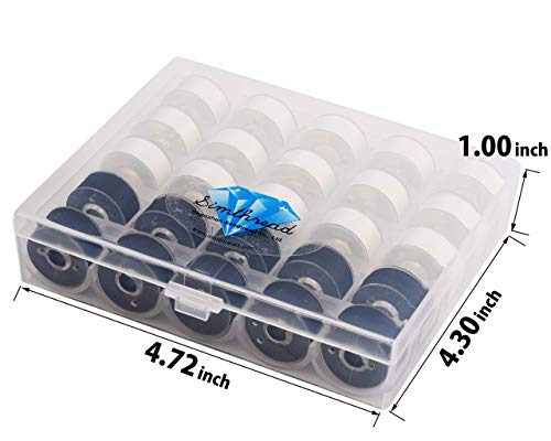 Simthread Embroidery Thread Essential Pack Bundle | 15White + 10Black Prewound Bobbin & 6 White Machine Embroidery Threads miniatura 3
