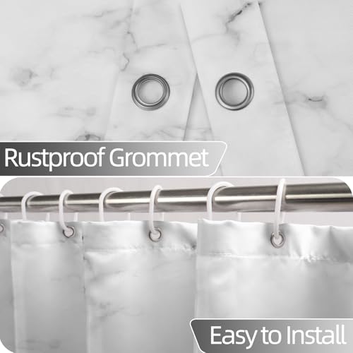 Rideau de douche imperméable marbre gris 183x183 cm avec crochets - 5
