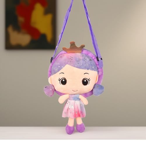 Image of Babique Doll Shape Sling Cross Body Toys Bag for Kids Girls Nursery Travelling Picnic, Adjustable Strap for Girls /Travel /Party /Gift, Random Colors (33 Cm)
