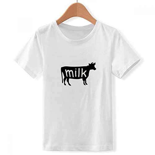 T-Shirt Vache Animale Noir Motif Silhouette Col Rond Blanc XXL