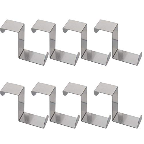 8 PCS Over The Door Hooks,Z-Shaped Reversible Sturdy Hanging Hooks Dual Head Single Hanger for Over The Door or Cupboard Door,Drawer, Saving Organizer Hanger Hold up to 11Lbs Stainless Steel 1.8 inch
