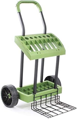 SuperDuty Toolbox on Never Flat Wheels with 120 Lb. Capacity Lift Plate | Organize & Store Lawn & Garden Tools | Wire Two Wheeler Lift Plate Yard Project Landscape Cart | Model SD565