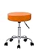 Crisnails® - Sgabello girevole professionale, con ruote, per saloni di parrucchiere o estetista e studi dentistici arancione