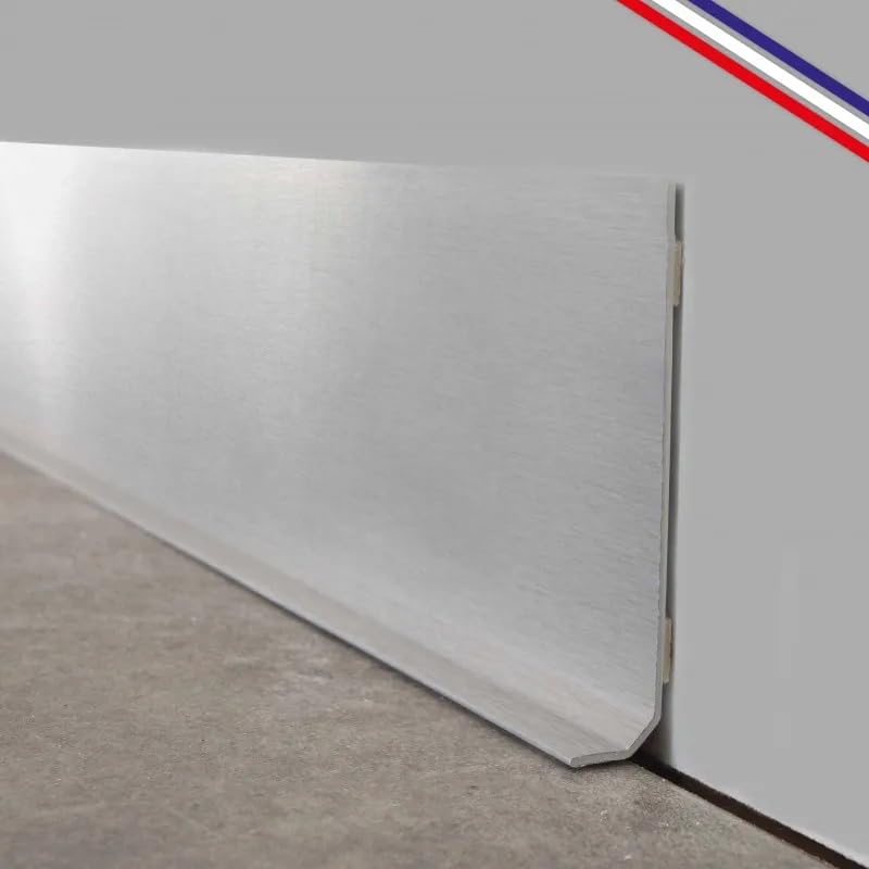 99 Déco - 10 Plinthes Murales PVC Adhésives Effet Alu Brossé Style Industriel 100 x 8 cm - 1 mètre chacune (10 mètres au Total) - Pose Facile sans Colle...