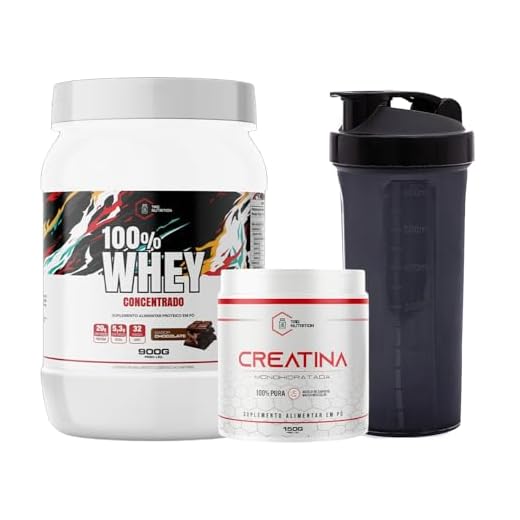 Kit Whey Protein 100% Whey Concentrado Pote 900g + Creatina Monohidratada 100% Pura 150g + Coqueteleira - TAG Nutrition (Pote 900G, Chocolate)