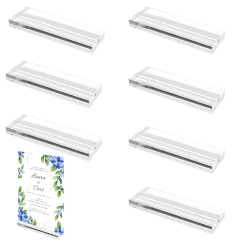 7 Stück Acryl Tischkartenhalter, 10×3×1 cm Fotohalter, Acryl Menükartenhalter, Transparent Postkartenhalter, Kartenhalter Tisch, Kartenständer, für Hochzeiten, Restaurants, Büros, Bankette, Partys