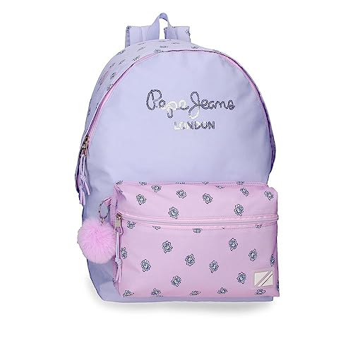 Pepe Jeans Becca Mochila para Portátil Doble Compartimento Adaptable a Carro Morado 31x44x17,5 cms Poliéster 23,87L