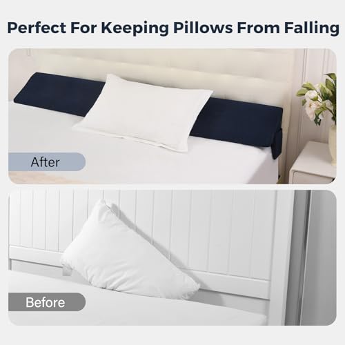 Vekkia King Bed Wedge Pillow for Headboard/Bed Mattress Gap Filler Wedge,Bed Gap Filler Close Gap (0-6"),Stop Pillow Falling Down-(Blue 76"x10"x6")