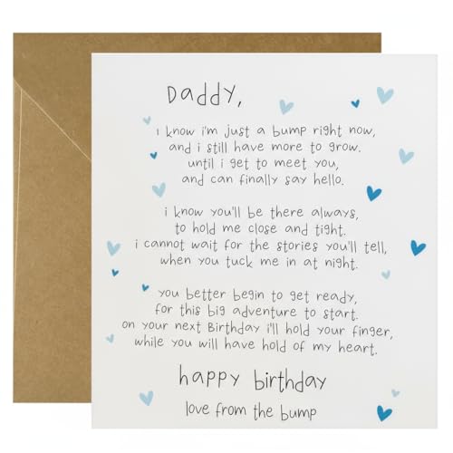 Happy Birthday Daddy Card From The Bump- Dad to Be Gifts New Daddy Gifts Parents to Be Card - Pregnant Mum Mother Bump Daughter Son Baby Newborn Greetings Card & Envelope