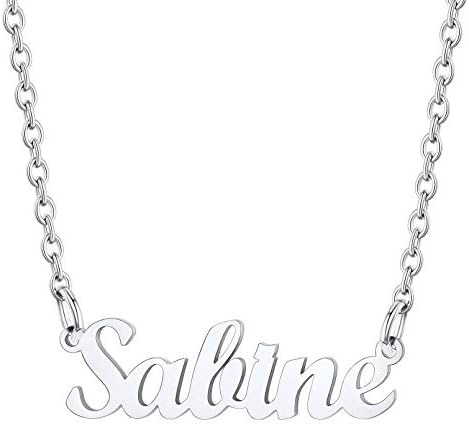 Custom4U Custom Name Necklace,Personalised Nameplate Jewellery Gifts for Women Girl Mum,Silver/Gold/Black,with 16+2''/40+5cm Chain,(with Gift Box)