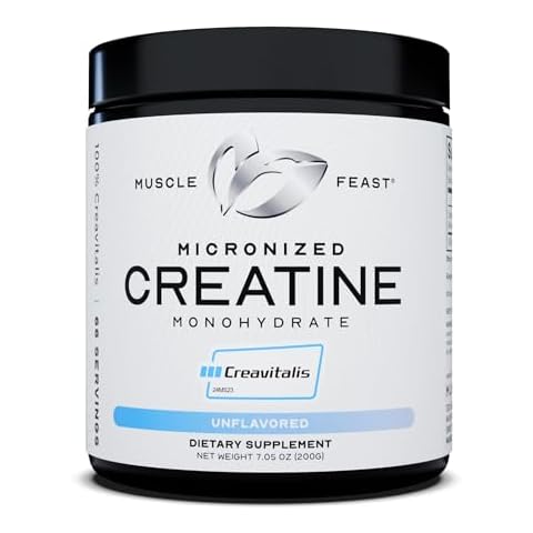 Muscle Feast Creavitalis Micronized Creatine Monohydrate Powder | Premium Pre-Workout or Post-Workout | Easy to Mix, Gluten-Free, Safe and Pure, Unflavored, 200g Cover