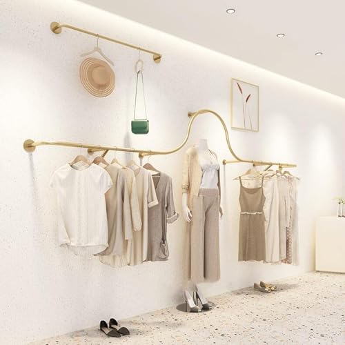 Perchero de metal dorado de pared perchero expositor boutique ropa 6