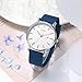 BUREI Men Wrist Watches Fashion Minimalist Analog Quartz Waterproof Watches for Men (White-Silver-Blue Band)