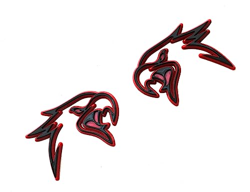 Image of Pair Custom HELLHAWK Emblem Replacement for Trackhawk Fender Door 3D Badge Hellcat Style Head (Black Red)