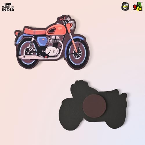 Image of GKD Wooden Fridge Magnet for Bike Lovers - Retro Bike Logo Design | Fridge Sticker for Home & Office Decor | Gift for Riders, Bikers & Travel Enthusiasts Pack of 6 (Bikes)