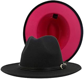 Dinnesis New Cap Men's Black Tone Fedora Two Panama Hat Wide for Men Hats Wool Casual Jazz Women Baseball Caps 47 Cap Cord