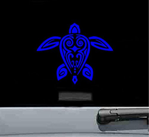 JS Artworks Hawaiian Tribal Turtle Vinyl Decal Sticker (Blue)