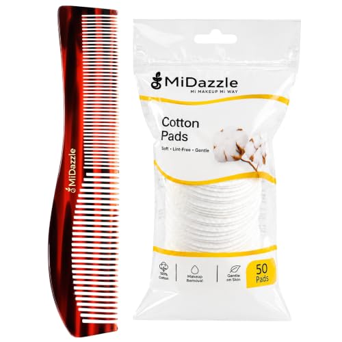 Image of Midazzle Handcrafted Fish Style Comb with Cotton Pad, 50 Pieces, Set of 2