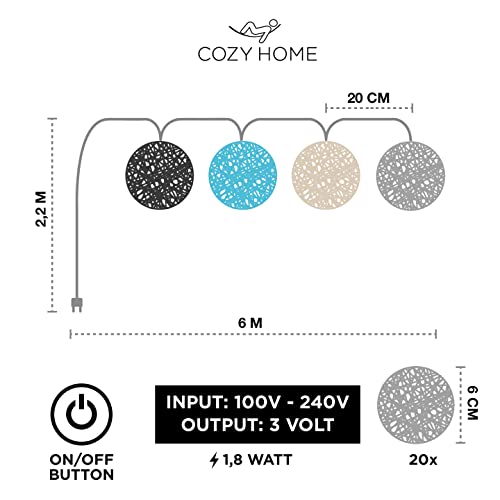 CozyHome Palla luci led camera da letto blu per
