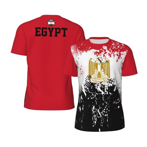 YiiLi Egypt Flag Grain Sports Mesh T-Shirt Retro Jerseys for Running Cycling Soccer Tennis Fitness Climbing