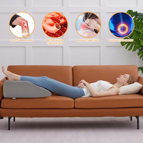 Image of Bedluxe Leg Pillow Elevation, Leg Wedge for Blood Circulation, Leg Elevating Pillow for After Surgery, Memory Foam Foot Knee Pillow for Sleeping 23.6x16.8x8 Inch Grey