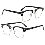 LETAAKA Blue Light Blocking Glasses, 2 Blue Light Glasses Semi-rimless Anti UV Clear Eyewear Compute