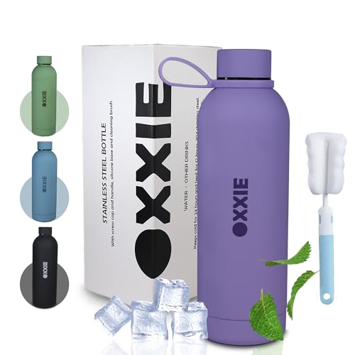 OXXIE Botella Termica 500ml | Botella de Agua de Acero Inoxidable Reutilizable | Botella de Agua Niños | Sin BPA | Isotérmica y Hermetica | Niños, Adultos, Deporte, Oficina, Yoga, Viaje (Violet)