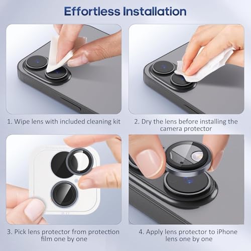 Image of for iPhone 17 Camera Lens Protector Original Individual Lens Screen Protector | 9H Hardness, Scratch-Resistant, Case Friendly (Black)