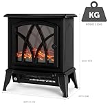 NETTA Electric Fireplace Stove Heater 1600-1800W with Fire Flame Effect, 2 Heat Settings, Adjustable Thermostat, Freestanding Portable Electric Log Wood Burner Effect - Black - Image 7