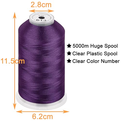 Image of New brothread - Single Huge Spool 5000M Each Polyester Embroidery Machine Thread 40WT for Commercial and Domestic Machines - Violet