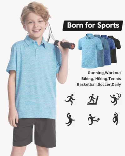 Ullnoy Boys Short Sleeve Polo Shirt Moisture Wicking Golf Shirt Kids School Camp Uniform Shirts Boys 4 Pack3