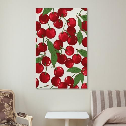 Impression sur toile cerises rouges moderne pour déco murale
