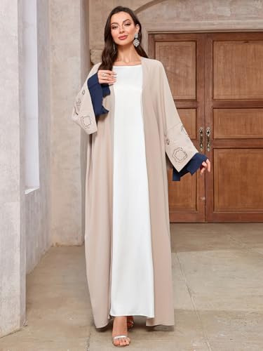Image of Women's Ethnic Embroidery Muslim Abaya Open Kimono Cardigan Jalabiya