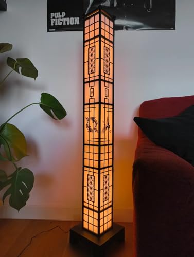Image of inchTakumi inch Tall Floor Lamp - Japanese-Inspired Minimalist Floor Lamp, Shoji-Style Decorative Lighting for Living Room & Bedroom (1.33m /4.3ft Warm Glow)