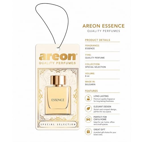 Image of AREON Luxury Essence SS04 Car Hanging Air Freshener - Premium Auto Air Freshener, Long Lasting Car Fragrance, Elegant Hanging Vehicle Scent for Interior Freshness - (Pack of 3)
