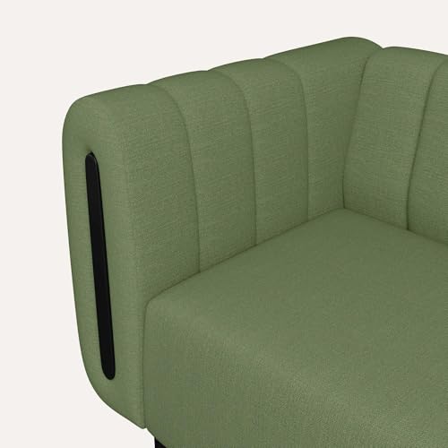 Image of Interio by Godrej Paramount L-Shape 3 Seater Left Hand Side Fabric Sofa, 1-Year Warranty, Solid Wood, Green