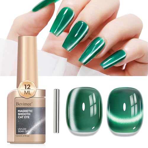 Cat Eye Gel Polish 12ML Moonlight Velvet Effect Dark Green Glitte...